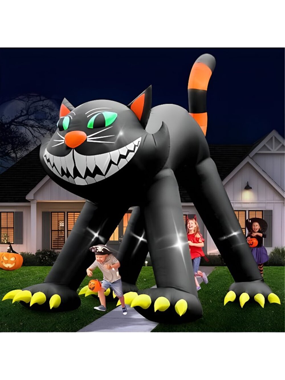 14FT Giant Halloween Inflatable Black Cat, Blow up Halloween Decoration